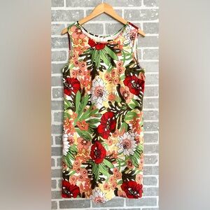 Talbots 🌼🌹🌺 BRIGHT FLORAL Cotton Sleeveless Shift Dress size 10